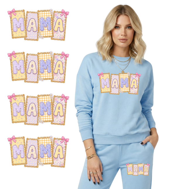 Floral Mama 6-Pack Crafter’s & DIY Bundle – 3 Eco-Solvent + 3 Sublimation Ready-to-Press Iron-On Heat Transfers for T-Shirts, Tote Bags & More, + Bonus 4 Matching 2-Inch Stickers