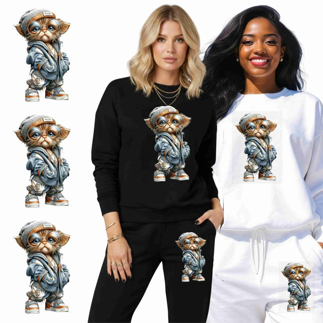 Urban Whisker Kid 6-Pack DIY Bundle – 3 Eco-Solvent Iron-On Heat Transfers + 3 Sublimation Iron-On Heat Transfers, Ready to Press. Bonus: 4 Matching 2-Inch Stickers