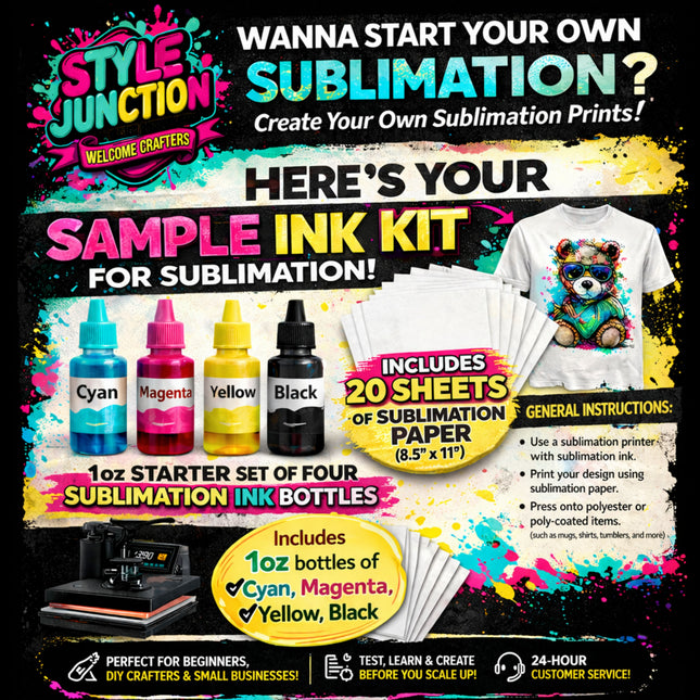 Sublimation Starter Kit – CMYK Ink & 20 Sheets Paper for DIY Crafters