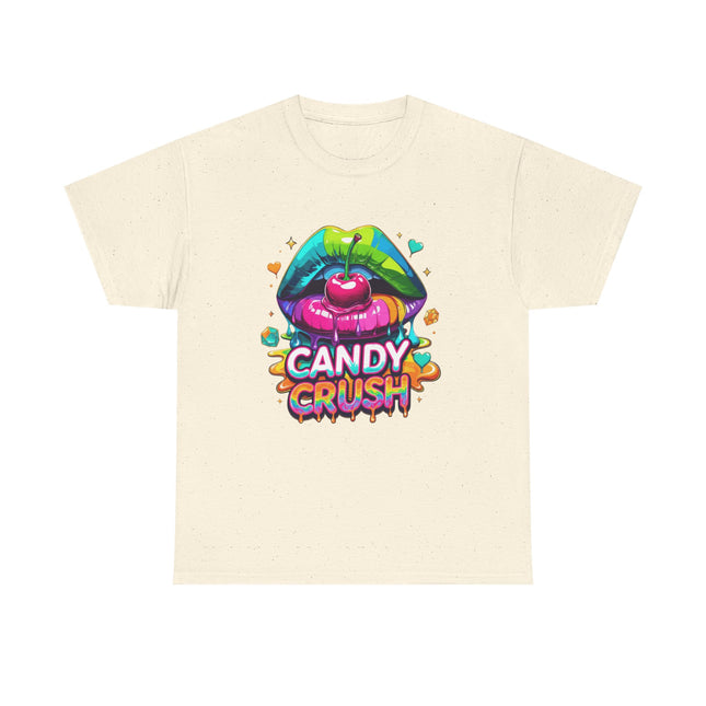 T-Shirt — Candy Crush Colorful Lip & Cherry Graphic Tee