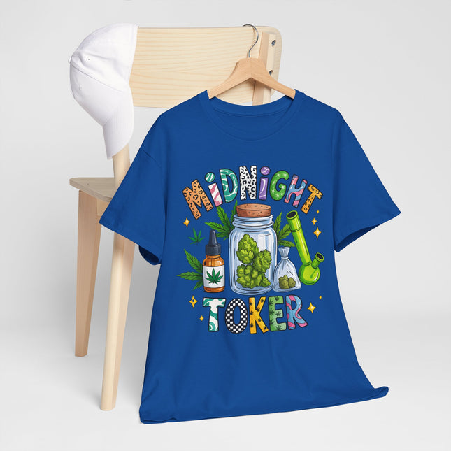 Midnight Toker T-Shirt — Cannabis Graphic Tee for Smokers