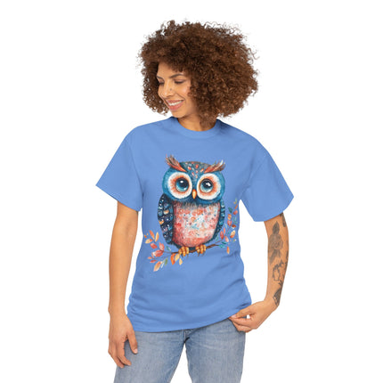 Boho Owl Watercolor T-Shirt Cute Forest Bird Graphic Fall Leaves Nature Art Unisex Tee Rustic Woodland Shirt Gift Ideas!