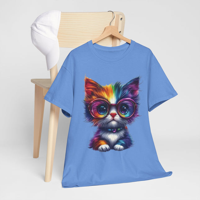 Colorful Glasses Kitten T-Shirt — Cute Rainbow Cat Graphic Tee