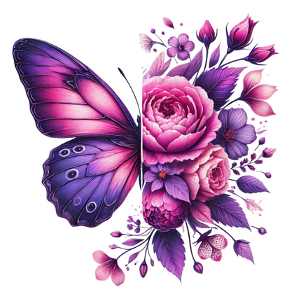 Butterfly & Floral Design for Apparel – DTF Heat Transfers #25 DTF Transfers Style Junction – Custom Digital Designs & Apparel