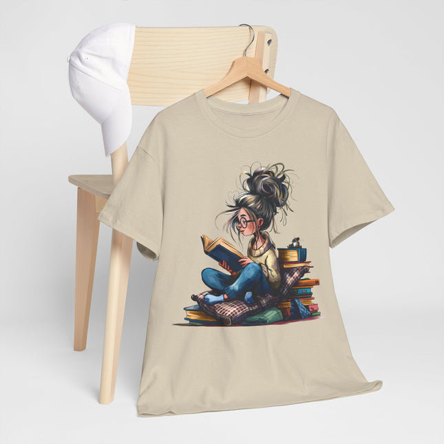 Booklover Graphic Tee — Cozy Reading Girl Illustration