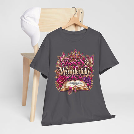 T-Shirt — "Fearfully & Wonderfully Made" Floral Bible Verse Design