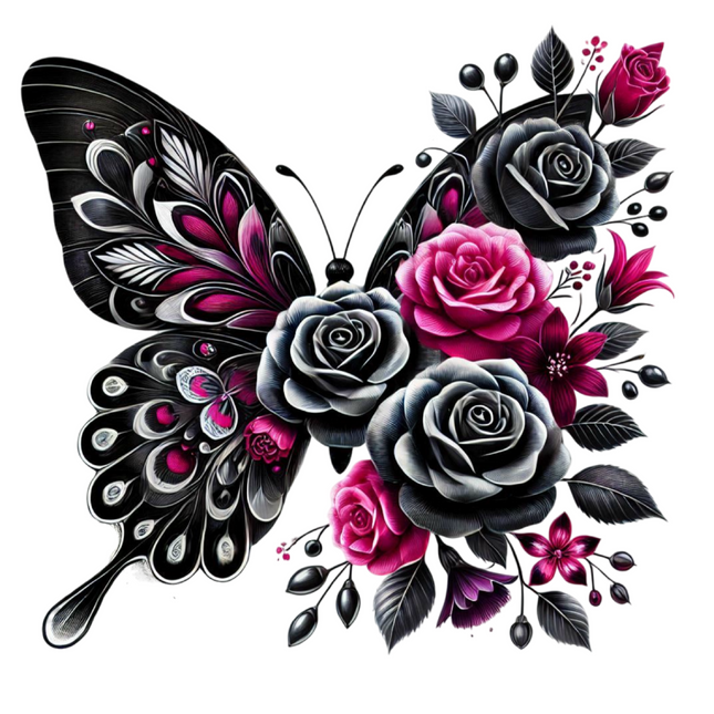 Butterfly & Floral Design for Apparel – DTF Heat Transfers #26 DTF Transfers Style Junction – Custom Digital Designs & Apparel