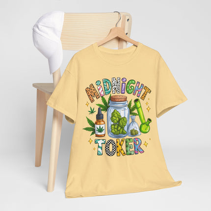Midnight Toker T-Shirt — Cannabis Graphic Tee for Smokers