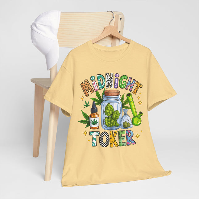 Midnight Toker T-Shirt — Cannabis Graphic Tee for Smokers