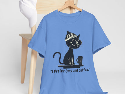 I Prefer Cats and Coffee Cat Illustration Tee | Coffee Lover Women's T-Shirt
