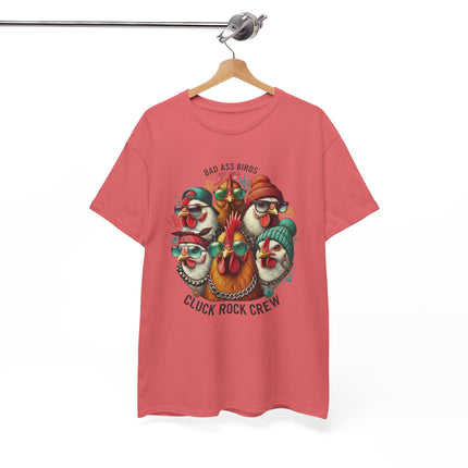 Cluck Rock Crew T-Shirt — Bad Ass Birds Vintage Chicken Band Tee
