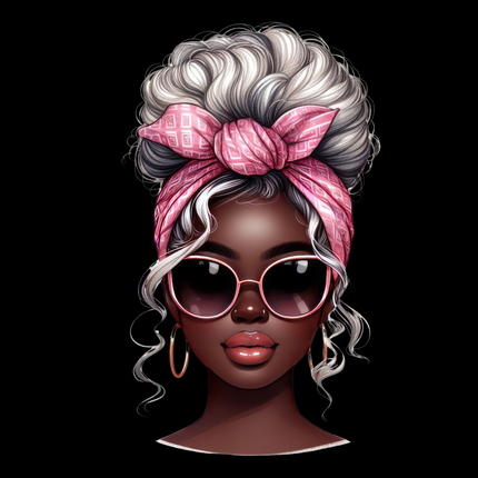 Afro Woman with Bandana #9 PNG design by Style Junction Custom Digital Designs, vibrant ready to press apparel graphic.