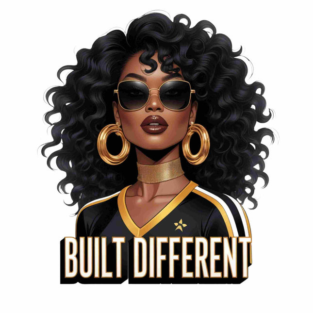 Built Different Curly Hair Queen – DTF Heat Transfers #2 DTF Transfers Style Junction – Custom Digital Designs & Apparel