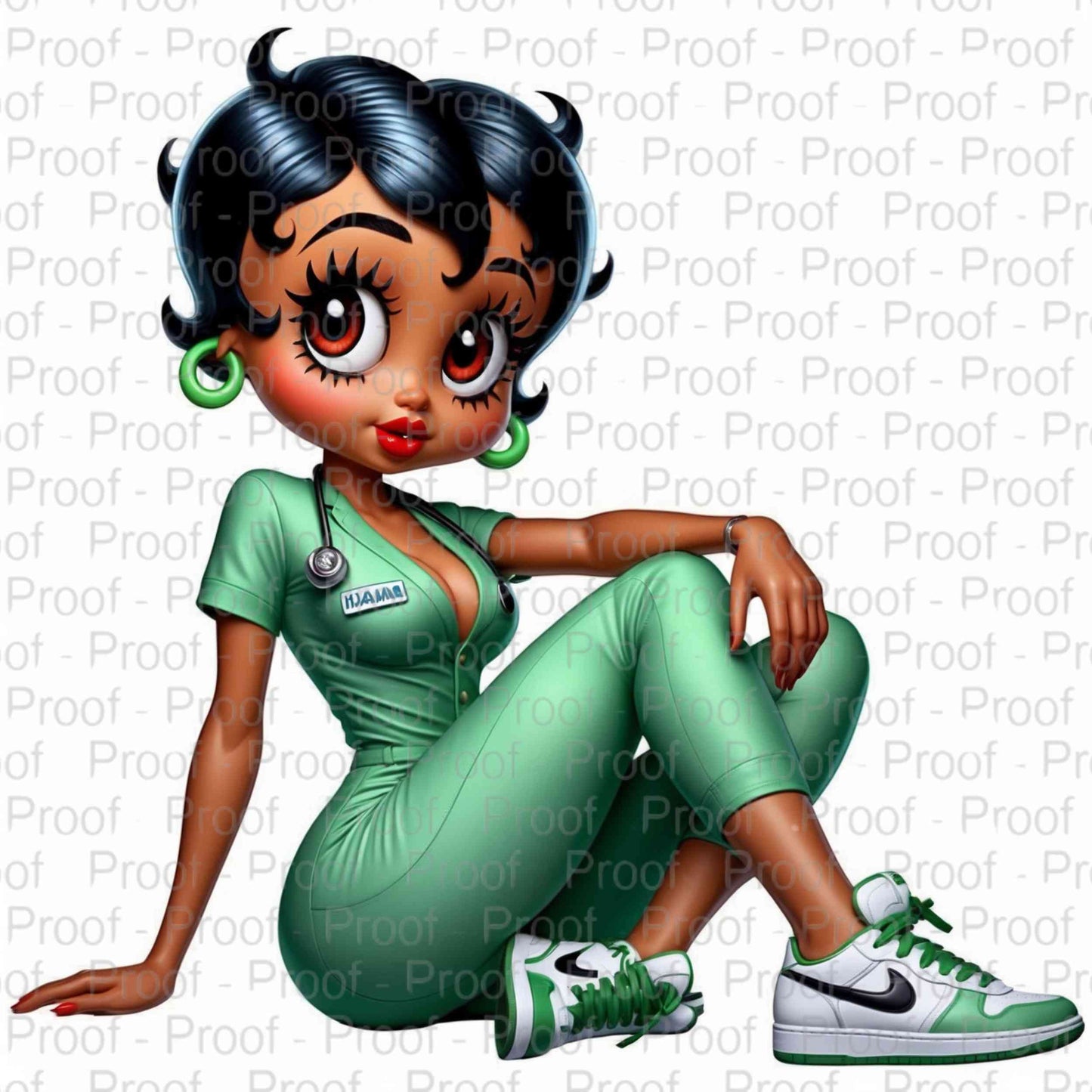 Classic Nurse Doll in Mint Green-Betty Boop-Exclusive Image Vault Collection-4 Digital Files Digital File Style-Junction Custom Designs & Prints