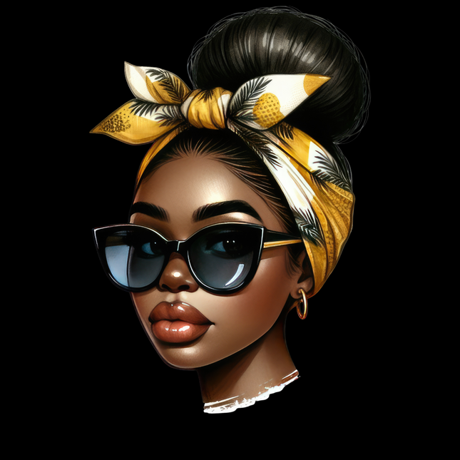 Afro Woman with Bandana #4 vibrant PNG design by Style Junction Custom Digital Designs, exclusive ready to press artwork