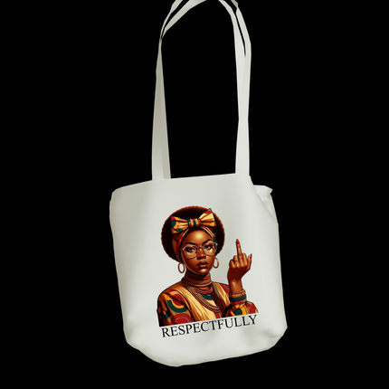 Respectfully Heat Transfer #2 by Style Junction Custom Digital Designs features bold woman with afro, glasses, vibrant attire, ready to press.