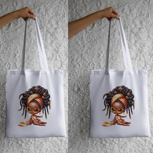 Black Chibi Girl #2 in Orange Eco Solvent Heat Transfers & Ready to Press