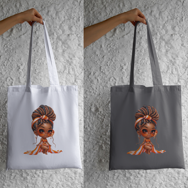 Black Chibi Girl #6 in Orange Eco Solvent Heat Transfers & Ready to Press