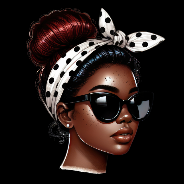 Afro Woman with Bandana #2 ready to press PNG design by Style Junction Custom Digital Designs, exclusive creative artwork.