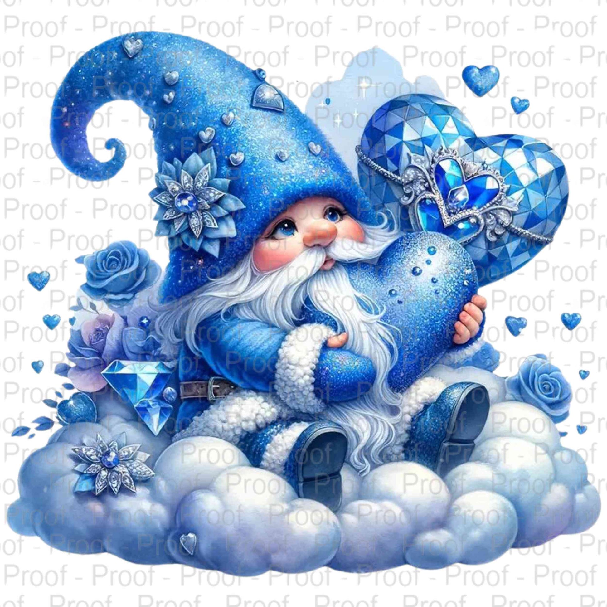 Sky Blue Gnome in Clouds-DTF Transfer for Garments – Stunning Apparel Designs for All Fabrics DTF Prints Style-Junction Custom Designs & Prints