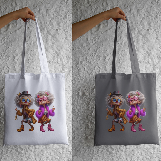Funny Dancing Grandma Duo Eco Solvent Heat Transfer by Style Junction Custom Digital Designs, exclusive creative apparel graphic.