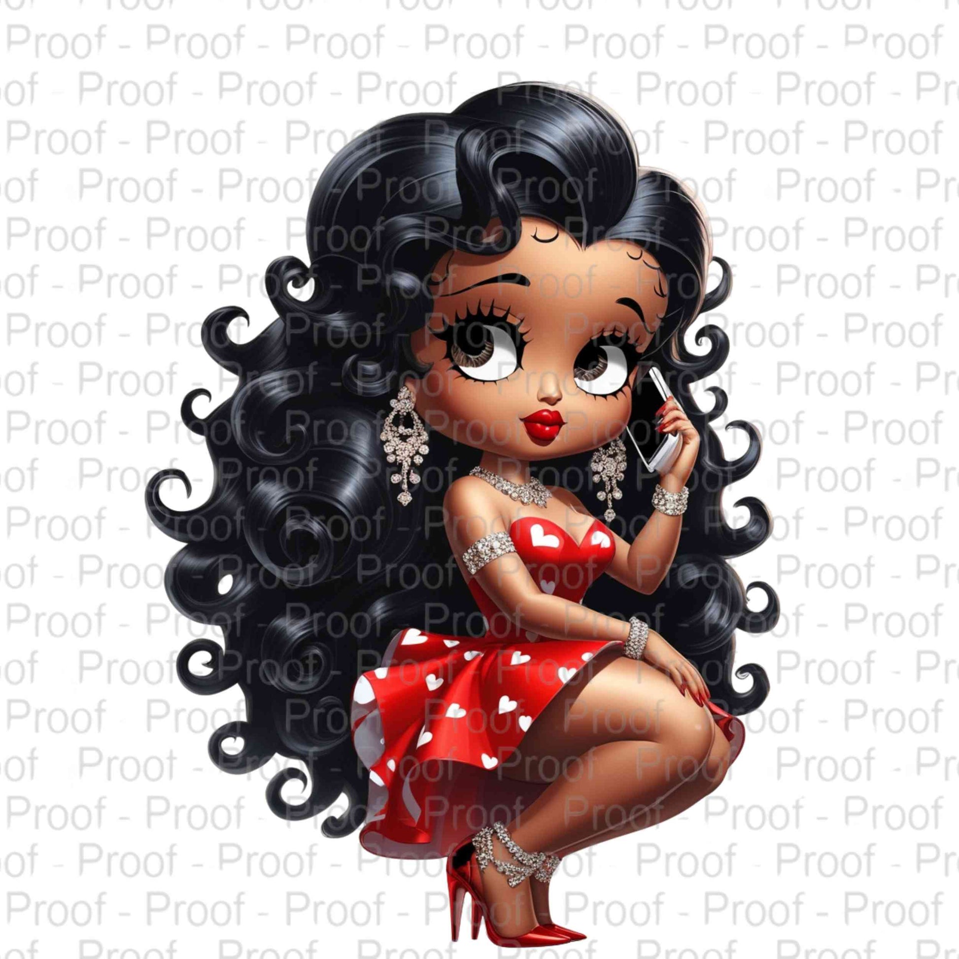 Red Heart Glamour: Betty Boop Elegance-Exclusive Image Vault Collection-4 Digital Files Digital File Style-Junction Custom Designs & Prints