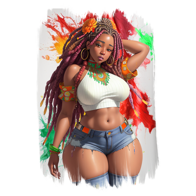 Island Girl with Locs #2 – Eco Solvent Heat Transfers & Ready to Press Eco Solvent Transfers Style Junction – Custom Digital Designs & Apparel