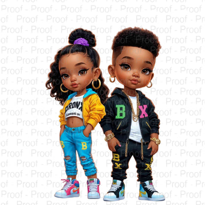 Urban Streetwear Kids Duo - Bold and Stylish in the City-Exclusive Image Vault Collection-4 Digital Files Digital File Style-Junction Custom Designs & Prints