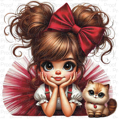 Dreamy Girl and Her Kitten Collection-15-DTF Transfers for Garments – Stunning Apparel Designs for All Fabrics DTF Prints Style-Junction Custom Designs & Prints