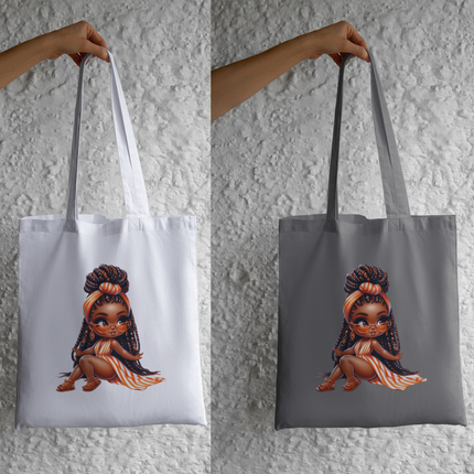 Black Chibi Girl #3 in Orange Eco Solvent Heat Transfers & Ready to Press