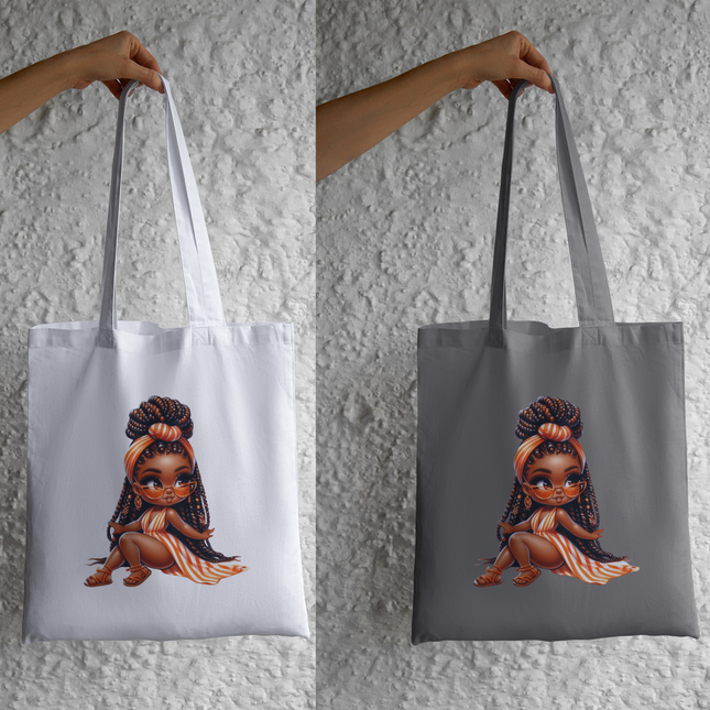 Black Chibi Girl #3 in Orange Eco Solvent Heat Transfers & Ready to Press
