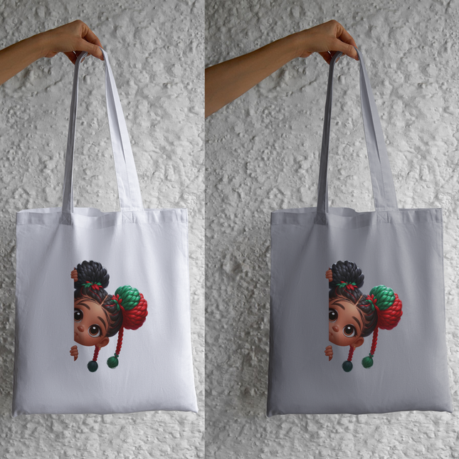 Peekaboo Girls #9 Heat Transfers design on tote bags, playful and vibrant by Style Junction Custom Digital Designs.