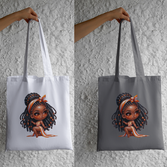 Black Chibi Girl #5 in Orange Eco Solvent Heat Transfers & Ready to Press