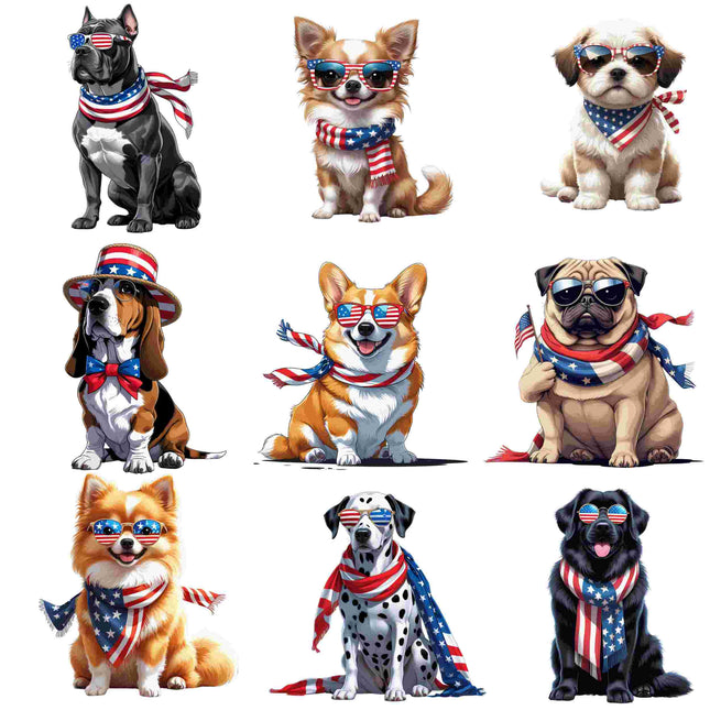15 Patriotic Dog PNG Bundle – High-Res Sublimation Clipart Digital File Style Junction – Custom Digital Designs & Apparel