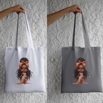 Black Chibi Girl #7 in Orange Eco Solvent Heat Transfers & Ready to Press