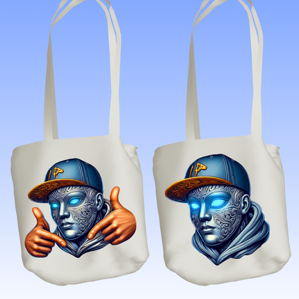 Chrome Legends 2-Piece PNG Bundle featuring unique blue-eyed, tattooed face designs with caps by Style Junction Custom Digital Designs.