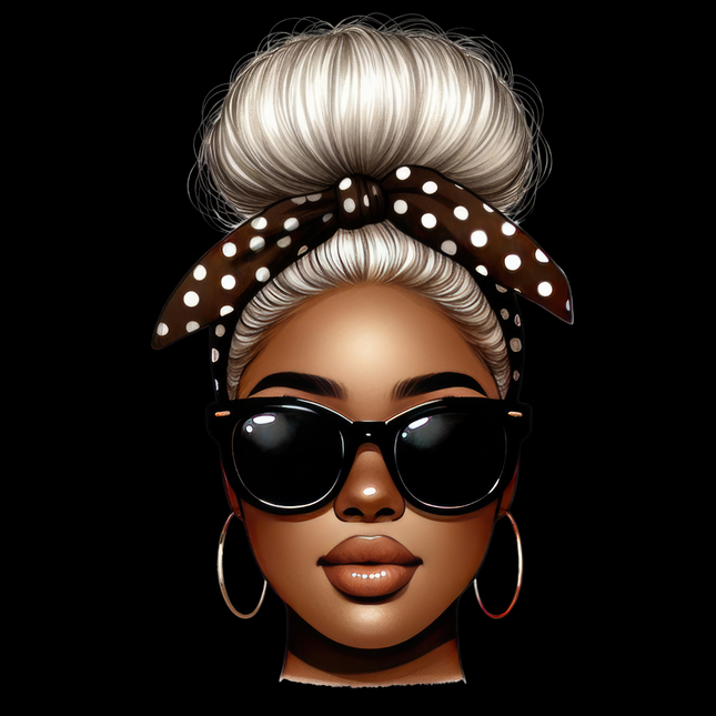 Afro Woman with Bandana #11 Eco Solvent Heat Transfer by Style Junction Custom Digital Designs, vibrant and exclusive PNG design.