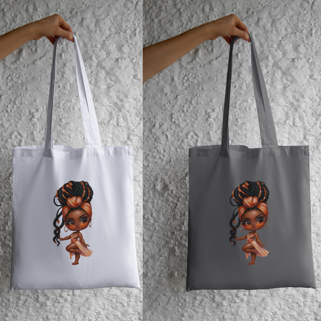 Black Chibi Girl #4 in Orange Eco Solvent Heat Transfers & Ready to Press