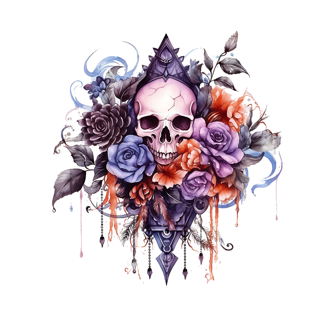 Gothic Skull & Roses Burst DTF Heat Transfers DTF Transfers Style Junction – Custom Digital Designs & Apparel