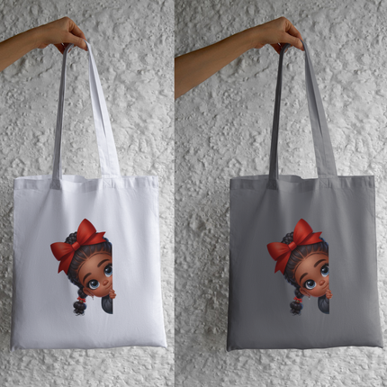 Peekaboo Girls #14 Heat Transfers by Style Junction Custom Digital Designs feature a playful girl with bows, perfect for apparel and gifts.