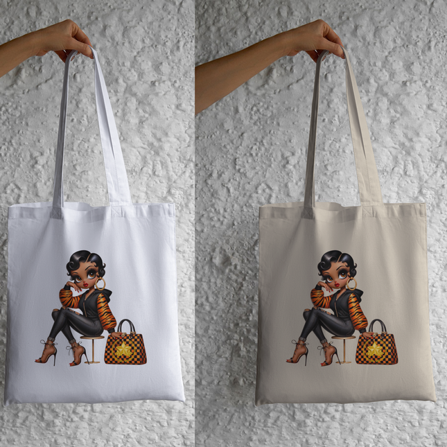 Vintage Doll-Inspired Character PNG in Tiger Hoodie with Heels and Purse Digital File Style Junction – Custom Digital Designs & Apparel