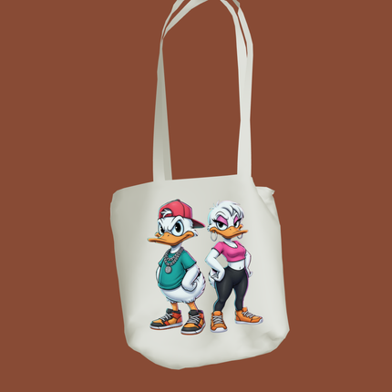 Urban Duck Couple #2 Eco Solvent Ready to Press PNG design on tote bag by Style Junction Custom Digital Designs.
