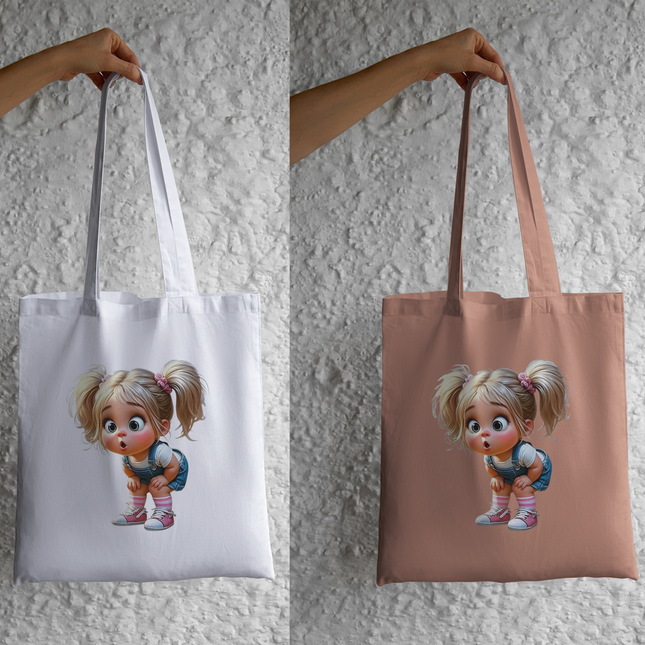 Cute Little Girl Cartoon Eco Solvent Transfer by Style Junction Custom Digital Designs, vibrant ready-to-press apparel graphic.