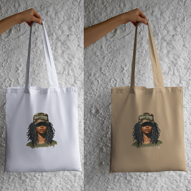 Unbothered Black Woman Camo Hat Locs Eco Solvent Heat Transfers & Ready to Press