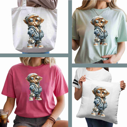 Urban Whisker Kid 6-Pack DIY Bundle – 3 Eco-Solvent Iron-On Heat Transfers + 3 Sublimation Iron-On Heat Transfers, Ready to Press. Bonus: 4 Matching 2-Inch Stickers