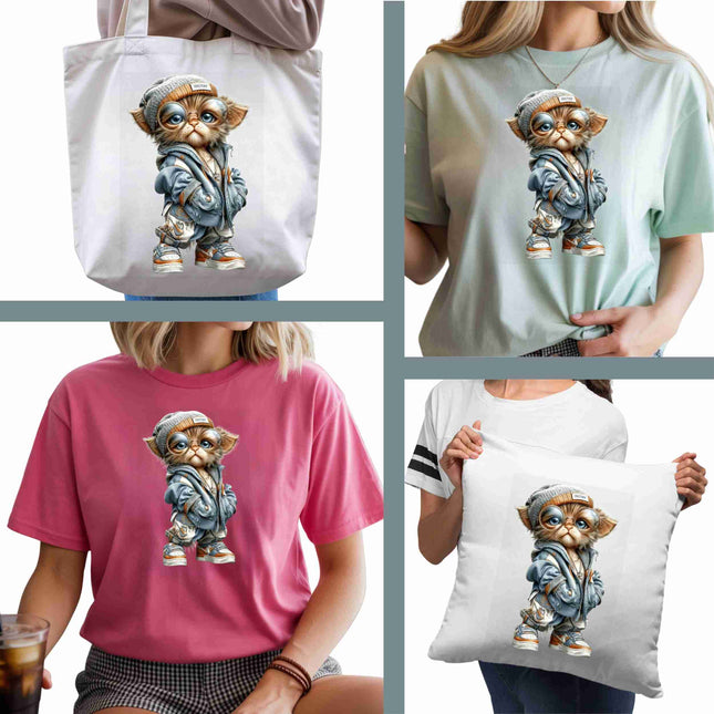 Urban Whisker Kid 6-Pack DIY Bundle – 3 Eco-Solvent Iron-On Heat Transfers + 3 Sublimation Iron-On Heat Transfers, Ready to Press. Bonus: 4 Matching 2-Inch Stickers