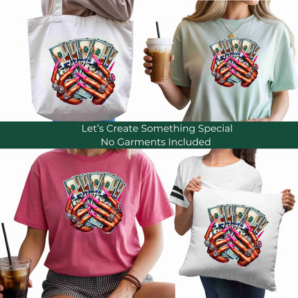 Pretty Paid Energy 6-Pack Crafter’s & DIY Bundle – 3 Eco-Solvent Iron-On Heat Transfers + 3 Sublimation Iron-On Heat Transfers, Ready to Press. Bonus: 4 Matching 2-Inch Stickers