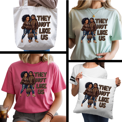 They Not Like Us 3 Eco-Solvent Iron-On Heat Transfers + 3 Sublimation Iron-On Heat Transfers, Ready to Press. Bonus: 4 Matching 2-Inch Stickers