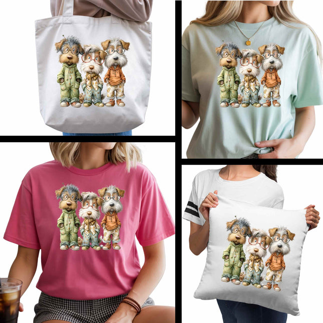 The Nerdy Paw Pack 6-Pack Crafter’s & DIY Bundle – 3 Eco-Solvent + 3 Sublimation Ready-to-Press Iron-On Heat Transfers for T-Shirts, Tote Bags & More, + Bonus 4 Matching 2-Inch Stickers