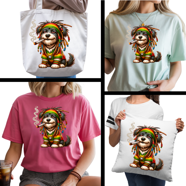 Irie Yorkie Pup 6-Pack Crafter’s & DIY Bundle – 3 Eco-Solvent + 3 Sublimation Ready-to-Press Iron-On Heat Transfers for T-Shirts, Tote Bags & More, + Bonus 4 Matching 2-Inch Stickers